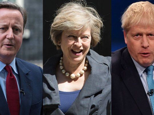 David Cameron, Theresa May y Boris Johnson.