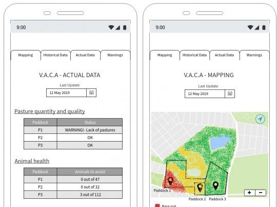 La app analiza la calidad y cantidad de los pastos, el número de animales en los potreros y la condición física del ganado.