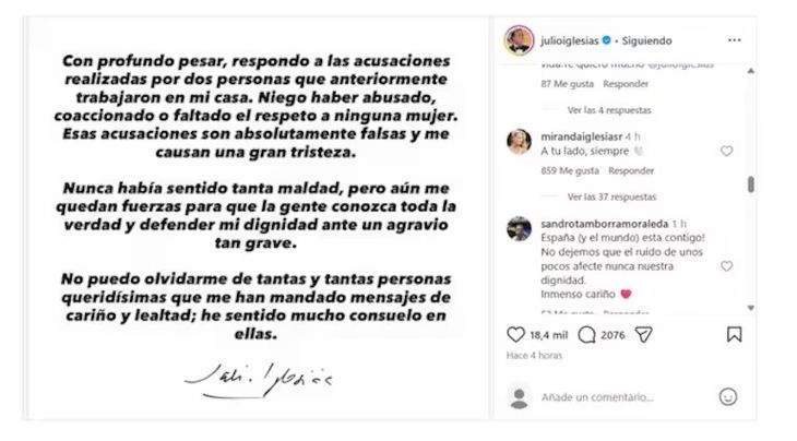 La respuesta de la esposa de Julio Iglesias. La respuesta de la esposa de Julio Iglesias.