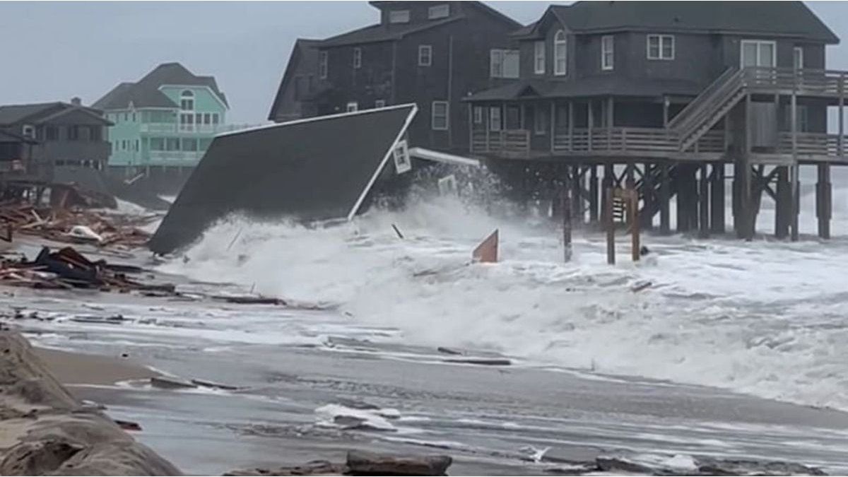 The sea devastated coastal housing in North Carolina after the passage of hurricanes Humberto and Imelda