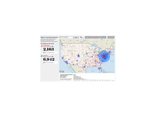 Mapa de los más de 3.000 organismos y empresas trabajando contra el terrorismo en EEUU.