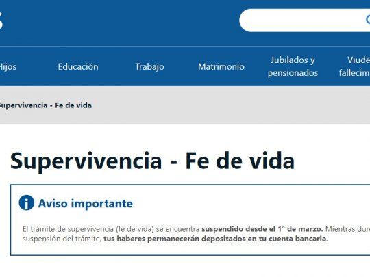 ANSES mantiene la suspensión del trámite de supervivencia.