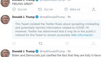 facebook y twitter penalizaron mensajes de trump por minimizar riesgo del covid-19