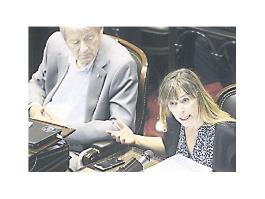 Juliana Di Tullio , junto a Carlos Kunkel, defendió en el recinto de Diputados la designación de dos auditores por el oficialismo en medio de una polémica sesión que la oposición ahora quiere llevar a la Justicia.