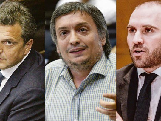 Sergio Massa, Máximo Kirchner y Martín Guzmán