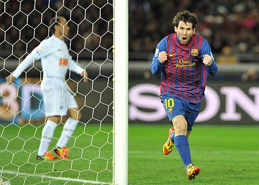Messi festeja tras abrir el marcador.