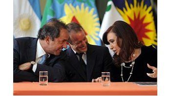 Daniel Scioli, Martín Insaurralde y Cristina de Kirchner.