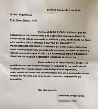 Carta de un consorcio contra médicos.