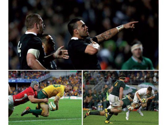 Tres partidos, tres imágenes. Nueva Zelanda no tuvo piedad con los irlandeses, Australia festejó ante Gales y hubo reparto entre Sudáfrica e Inglaterra.