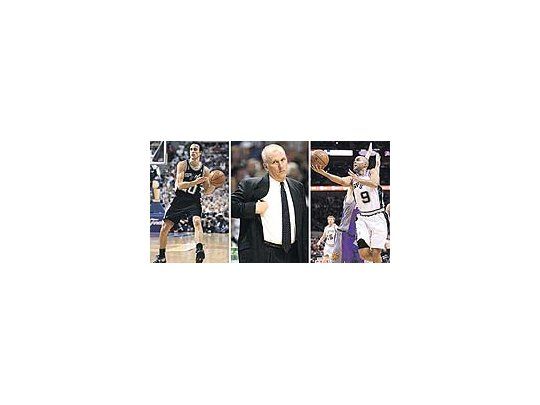 Emanuel Ginóbili, Greg Popovich y Tony Parker