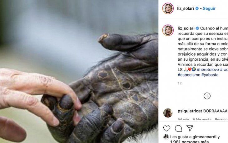 El polémico posteo de Liz Solari.