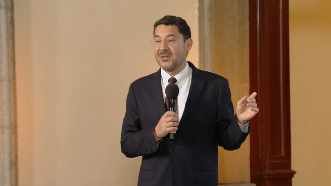 Martí Batres en la Mañanera del Pueblo de este martes.