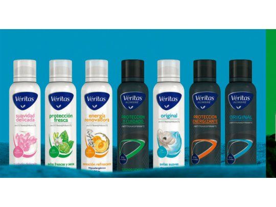 Línea. Los desodorantes de Véritas son uno de los productos más conocidos de La Fármaco. También son tradicionales los jabones y talcos.