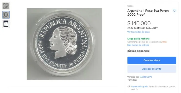 Así se ve la moneda junto con su estuche. Así se ve la moneda junto con su estuche.