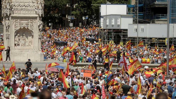 Repudió: días atrás, la derecha española se movilizó en Madrid contra el plan de Sánchez de indultar a los líderes independentistas de Cataluña.