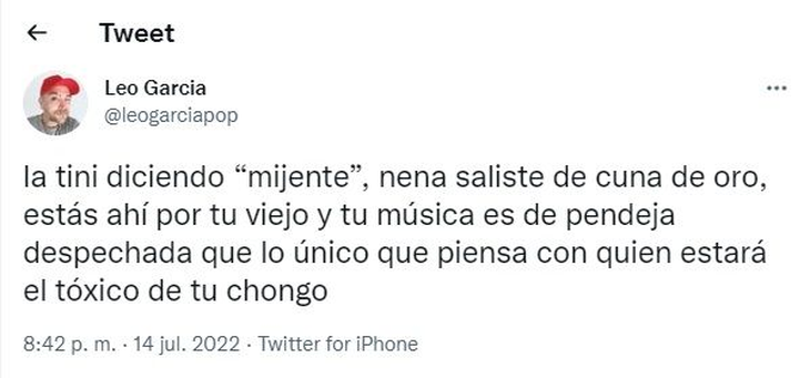 María Becerra defended Tini Stoessel from Leo García’s criticism