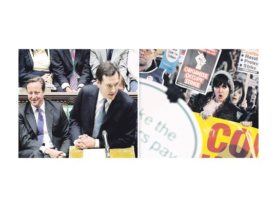 El titular británico de Economía, George Osborne, anunció ayer en el Parlamento el plan de ajuste para controlar el déficit fiscal y la deuda pública, ante la atenta mirada del premier tory, David Cameron. Mientras, pequeños grupos de manifestantes ya hicieron sentir su queja en Downing Street 10.