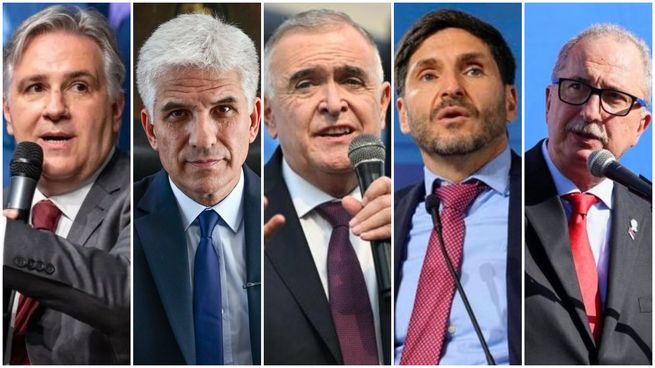 Martín Llaryora, Claudio Poggi, Osvaldo Jaldo, Maximiliano Pullaro y Hugo Passalacqua.