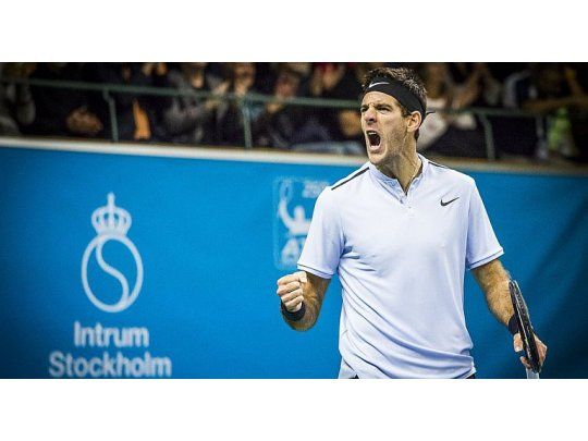 Del Potro celebra estar en otra definición. Busca el 20° título de su carrera (Twitter oficial de Estocolmo).