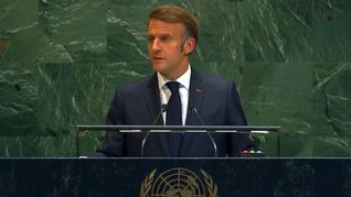 Emmanuel Macron en la ONU al anunciar que Francia reconocerá oficialmente como estado a Palestina.&nbsp;