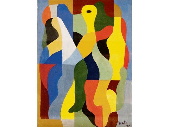 Yente. “Composición curvilínea, 1938, óleo sobre cartón que forma parte de la exposición “Perfil de una precursora”.