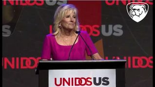 La primera dama de Estados Unidos, Jill Biden, en su polémico discurso sobre la diversidad latina.
