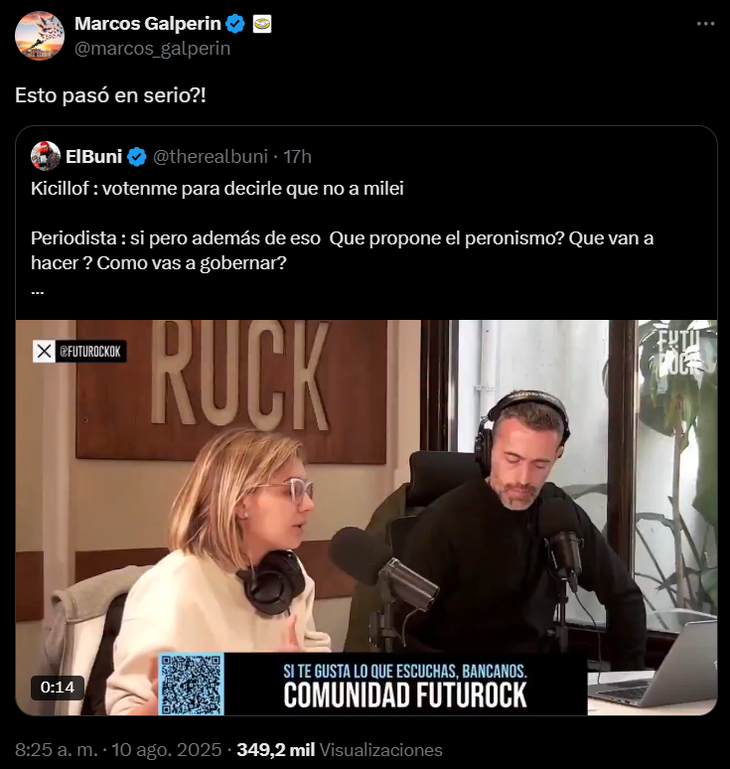 El tuit de Galperín replicando el video falso de Kicillof. El tuit de Galperín replicando el video falso de Kicillof.