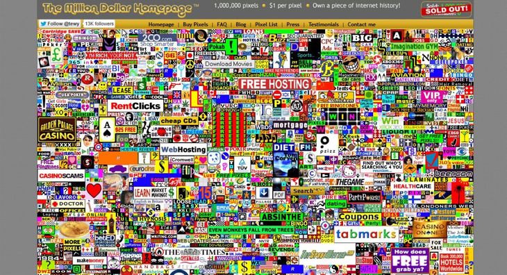 Así se ve The Million Dollar Homepage hoy en día. Así se ve The Million Dollar Homepage hoy en día.