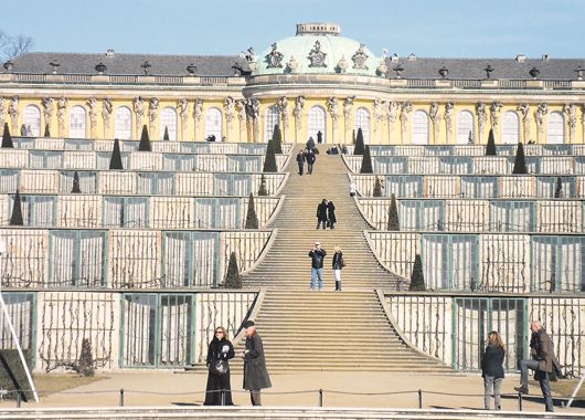 El Palacio de Sanssouci, en Potsdam, que fuera residencia de verano del rey Federico el Grande.