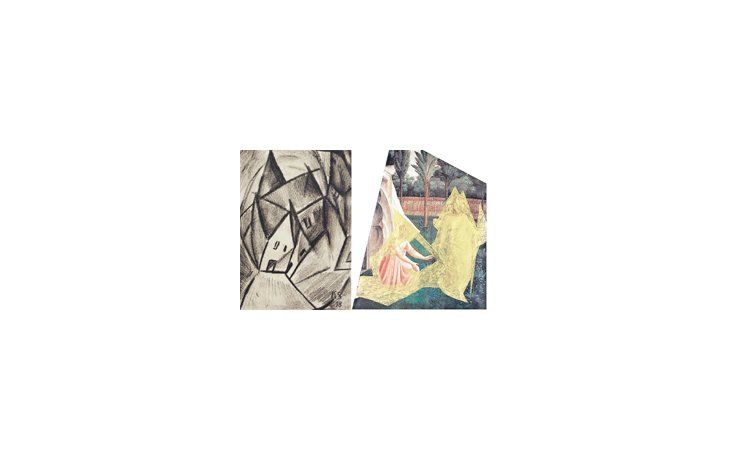 ámbito.com | “Pueblo de Noche”  (1918)  carbonilla sobre papel del artista alemán Kurt Schwitters que integra la imperdible muestra  “El Círculo Caminando Tranquilo”. “Oro Flexible”(2013), lapicera dorada sobre offset de la prestigiosa y cotizada artista brasileña Lau