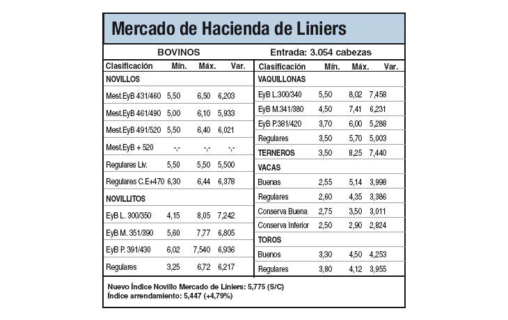 Subas de entre 1% y 2% para ganado en Liniers