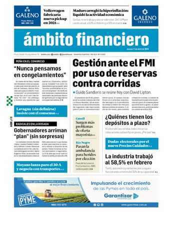 Tapa Edicion Impresa del 2019-04-11