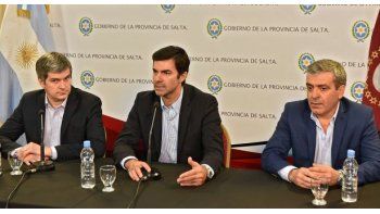 En Salta, Marcos Peña, Juan Manuel Urtubey y José Cano.