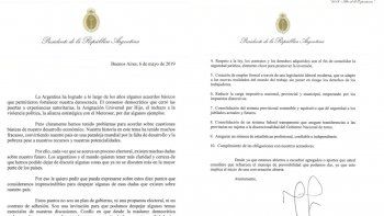 esta es la carta que el gobierno envio a la oposicion para acordar consensos