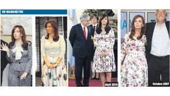 ámbito.com | El mismo vestuario; dos momentos. El jueves, para recibir a su par chileno, Sebastián Piñera, y junto a su marido, Néstor Kirchner, el día que ganó las elecciones presidenciales.