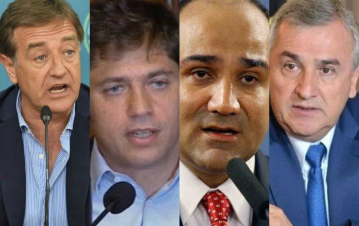 Rodolfo Suárez, Axel Kicillof, Juan Manzur y Gerardo Morales, entre los gobernadores que apoyaron la medida de aislamiento preventivo.