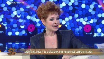 Andrea del Boca en el living del programa de televisión de Susana Giménez.&nbsp;