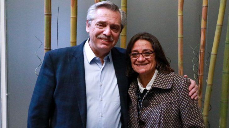 Alberto Fernández junto a la gobernadora Lucía Corpacci.