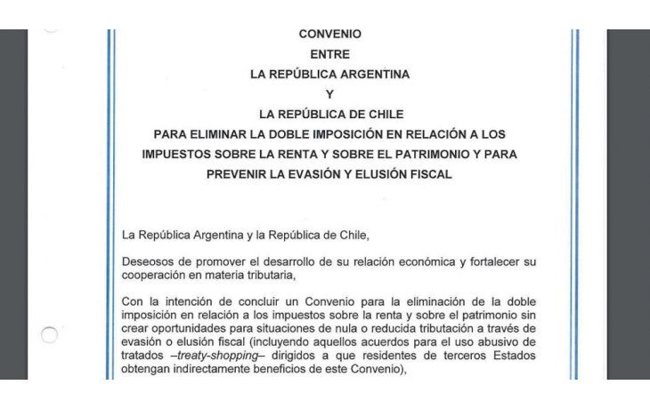 Entró en vigencia eliminación de doble imposición tributaria acordada con Chile