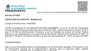 gobierno publico el presupuesto 2022: este es el dnu