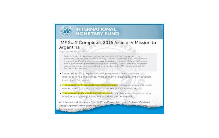 PROGRESOS. El FMI terminó ayer la misión volcando en un informe sus ponderaciones sobre el cambio de rumbo en la economía.