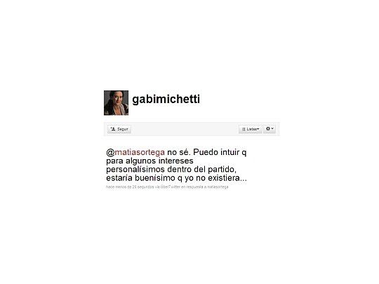 Ante una consulta de ámbito.com, la diputada negó que esté evaluando su distanciamiento. Aunque reconoció: Para algunos intereses personalísimos dentro del partido, estaría buenísimo que yo no existiera.