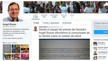 El equipo de prensa del senador macrista Ángel Rozas dio precisiones a través de la cuenta de Twitter del legislador chaqueño.