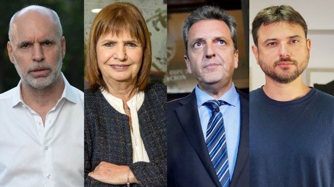 Los precandidatos presidenciales Horacio Rodríguez Larreta, Patricia Bullrich, Sergio Massa, Juan Grabois.&nbsp;