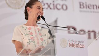 La mandataria mexicana en pleno acto.&nbsp;