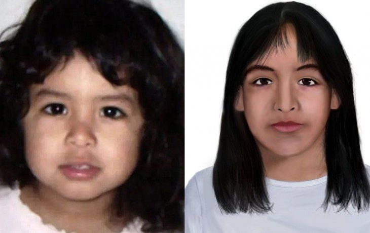 Sofía Herrera a los tres años y tal como se vería hoy