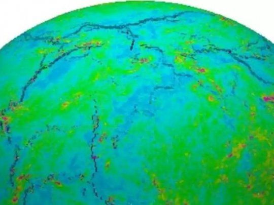 Así se ve la simulación de cómo se fragmentó el caparazón sólido de la Tierra.