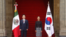 Claudia Sheinbaum recibe al presidente de Corea del Sur.