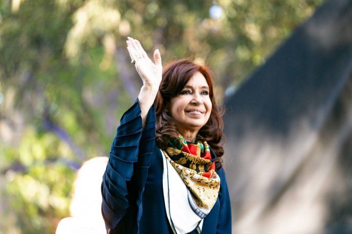 Cristina Fernández de Kirchner durante el cierre de campaña del Frente de Todos en Provincia.