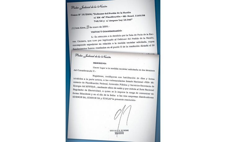 Facsímil de la resolución judicial que accede al pedido de laDefensoría del Pueblo.